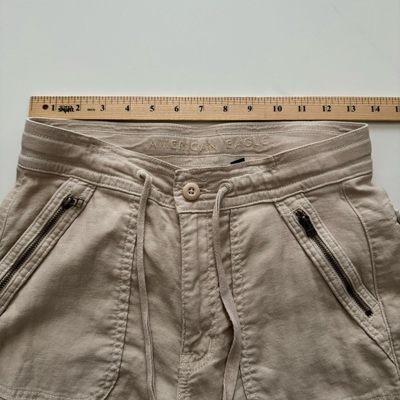 American Eagle Dreamy Drape Linen-Blend Baggy Wide-Leg Cargo Pants Size 0 - Picture 7 of 16